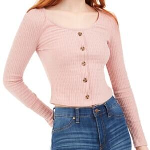 NWT Hippie Rose Ribbed Cropped Long Sleeve Top Size S – Sweet Rose Pink